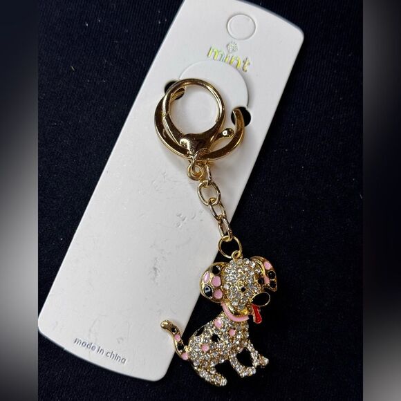 Mint Sparkly Dalmatian Dog Keychain/Purse Charm Purple - Picture 7 of 7